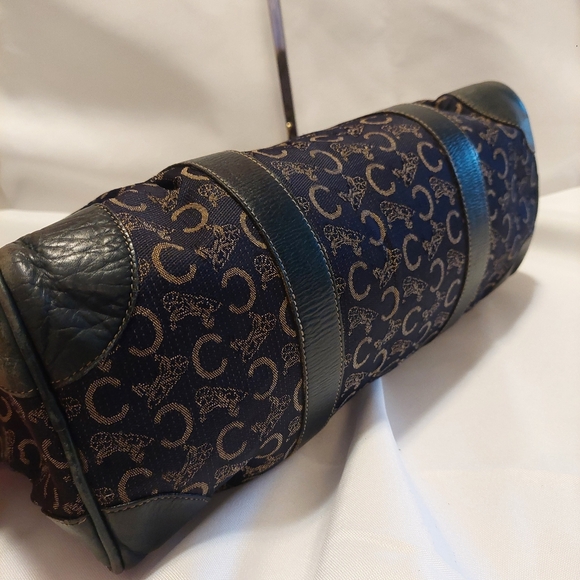 Vtg Celine C Macadam Canvas Boston Bag Green handbag - Picture 8 of 15